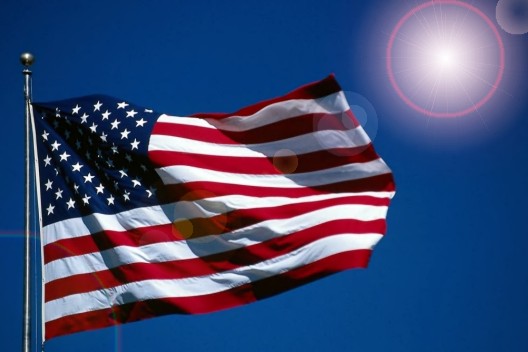 American flag and sun
