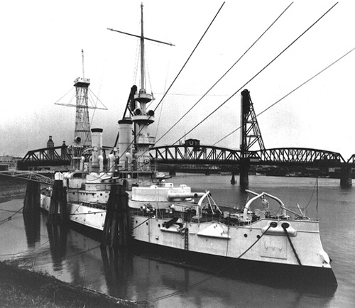 USS Oregon berthed in Portland